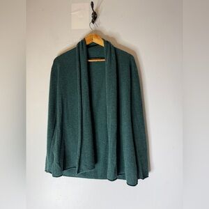 Claudia Nichole Cashmere Open Cardigan Sweater Green Knit Preppy Small